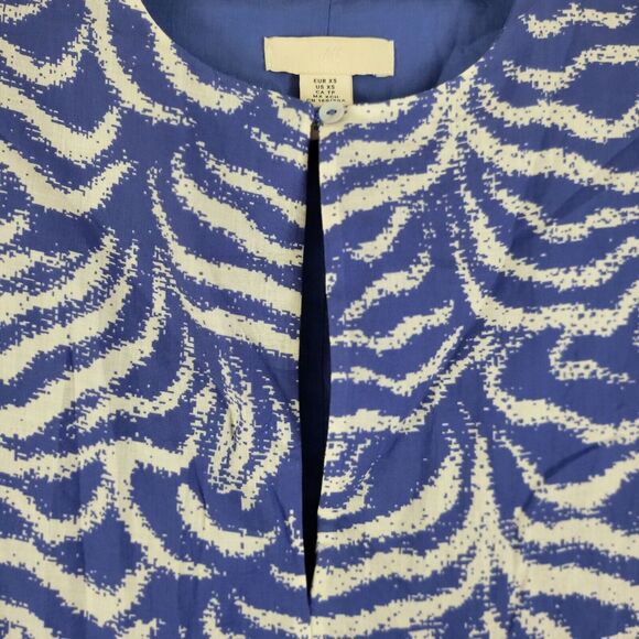 H&M Cottage Core Tunic Top XS Womens Long Sleeve V Neck Pullover Blue White - Picture 4 of 10